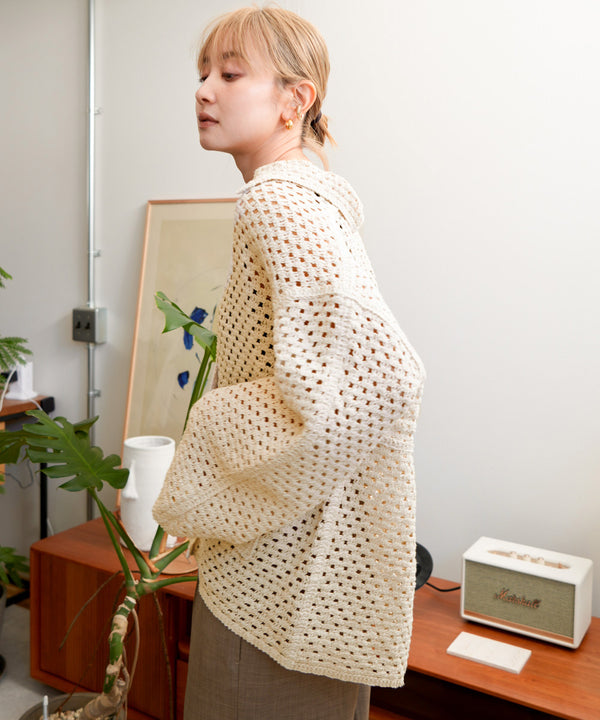 クロシェシャツカラートップス