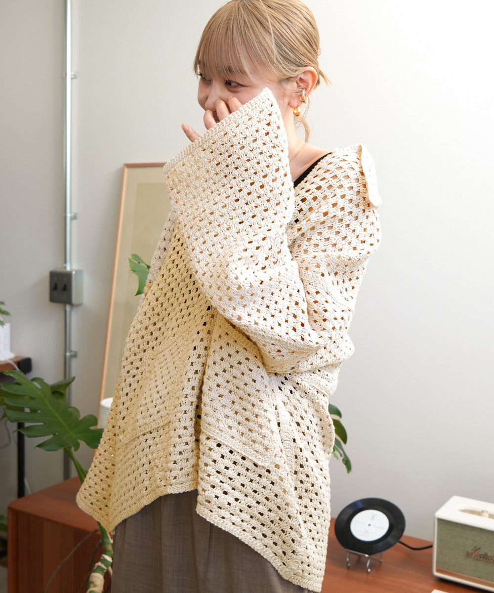 クロシェシャツカラートップス