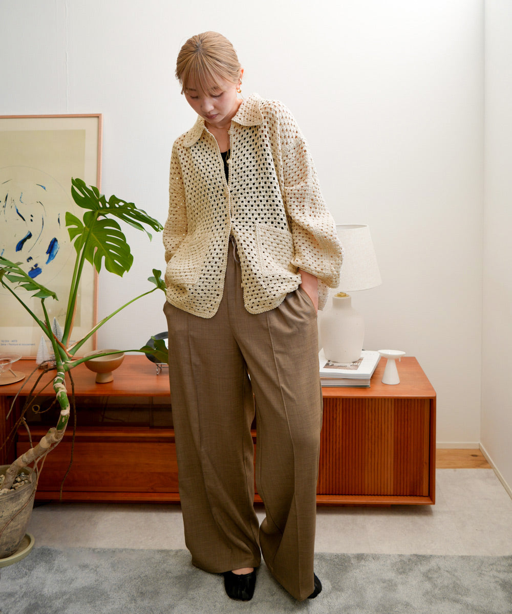 クロシェシャツカラートップス