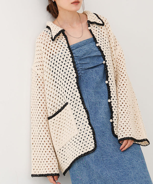 クロシェシャツカラートップス