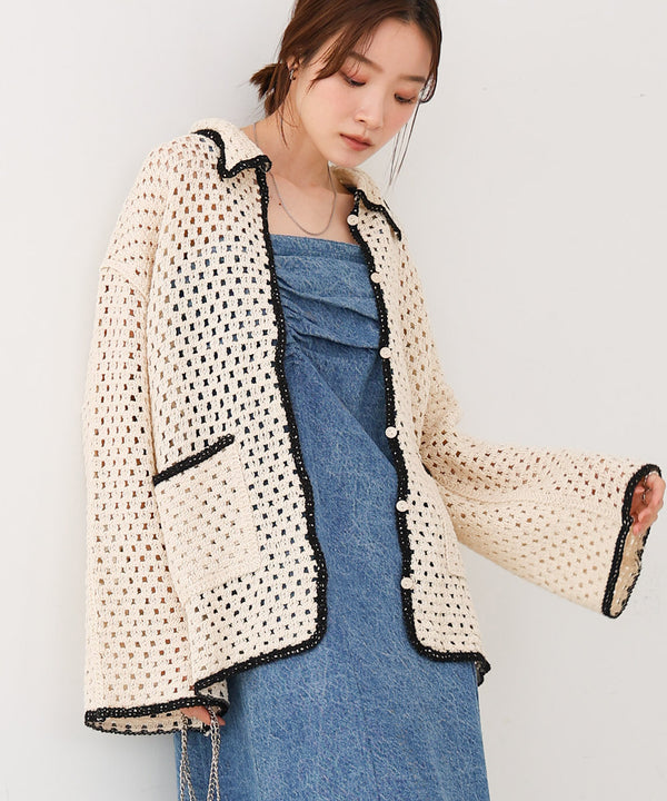 クロシェシャツカラートップス