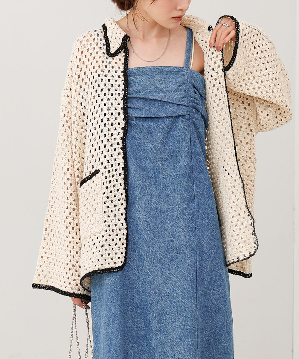 クロシェシャツカラートップス