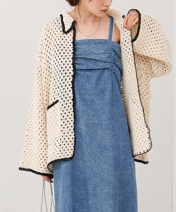 クロシェシャツカラートップス