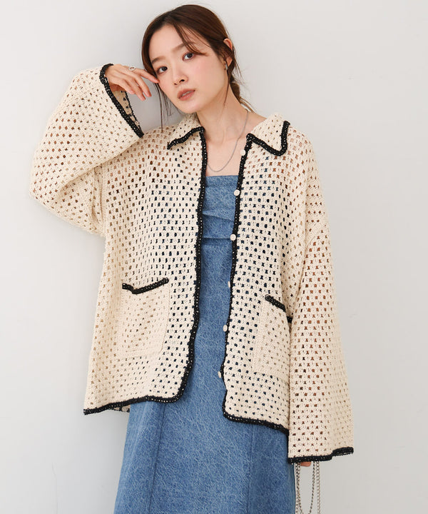 クロシェシャツカラートップス