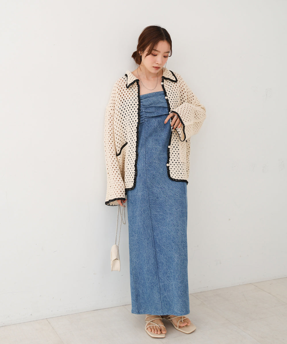 クロシェシャツカラートップス