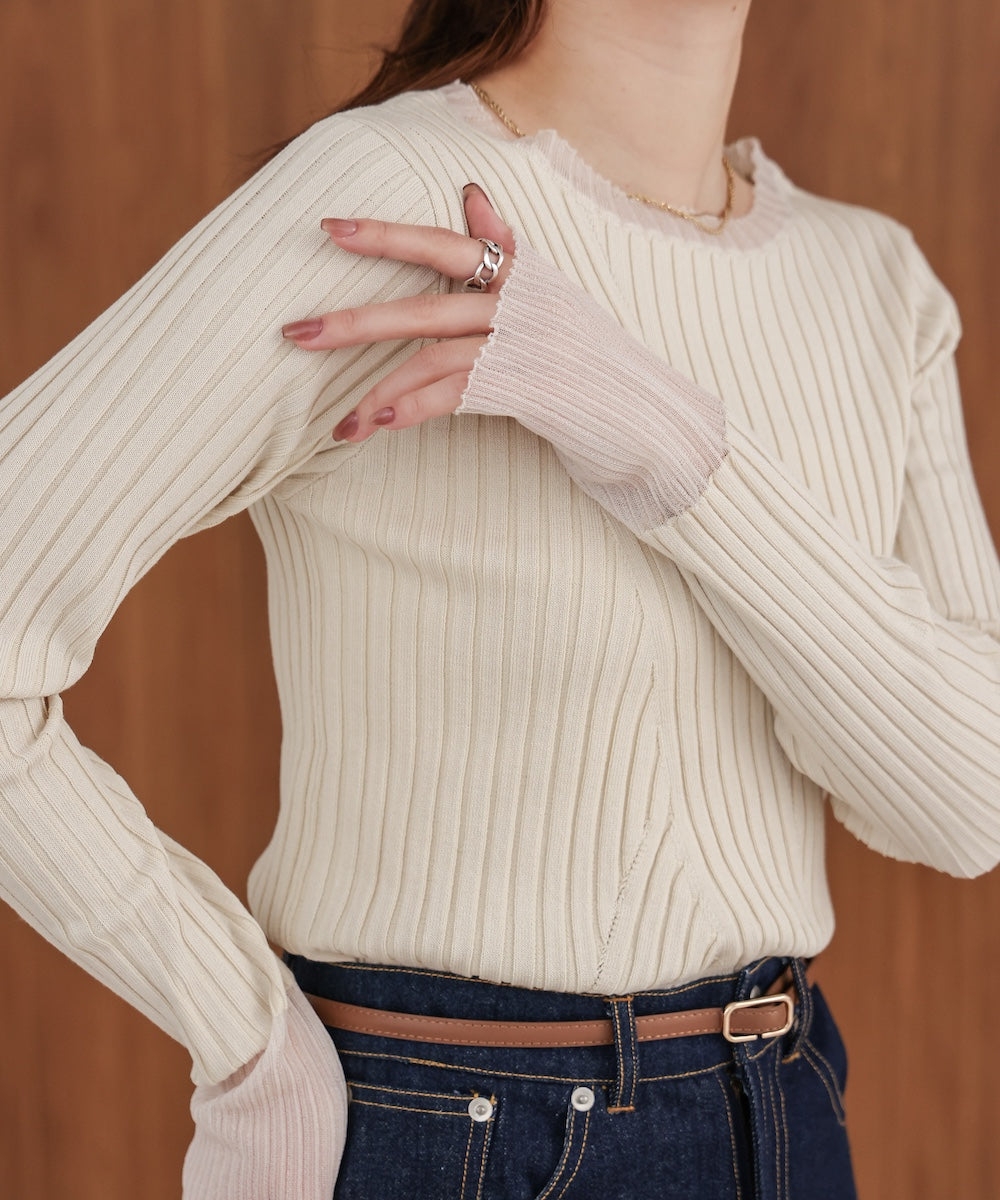 sheer rib knit tops