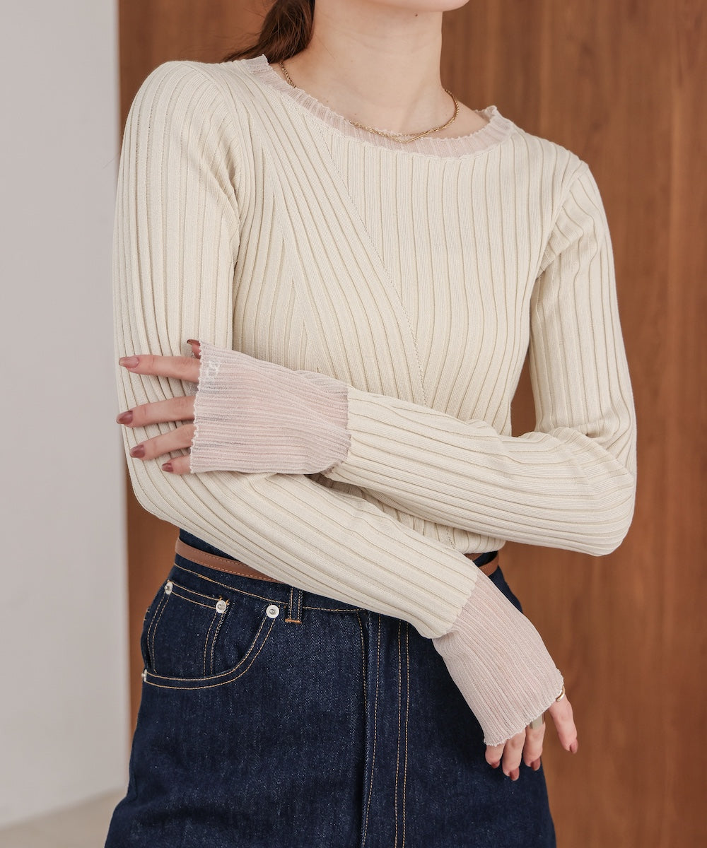 sheer rib knit tops