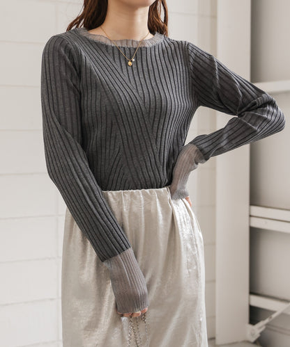 sheer rib knit tops