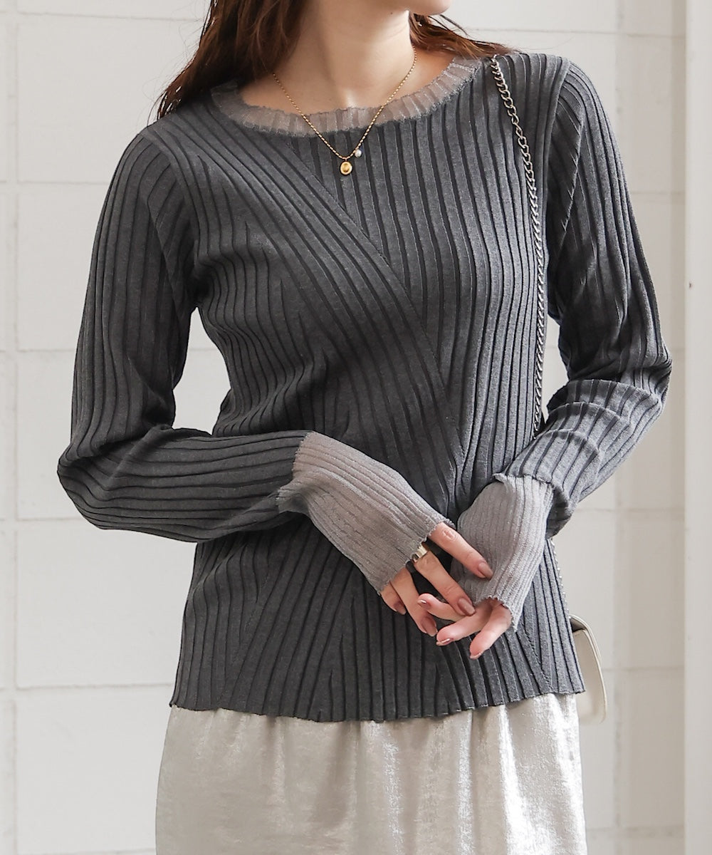 sheer rib knit tops