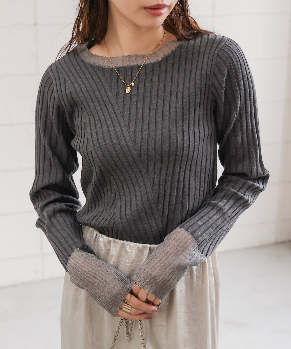 sheer rib knit tops