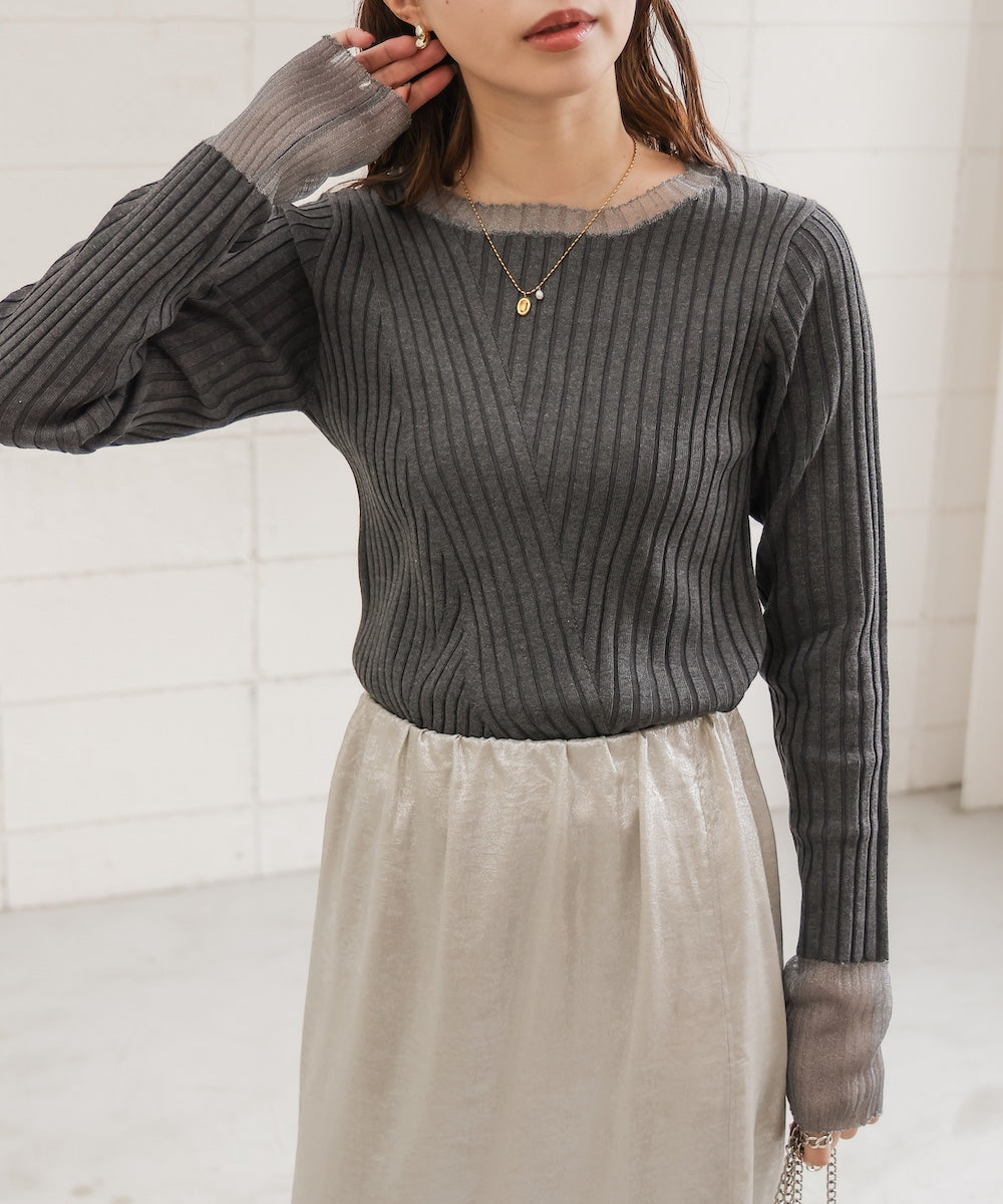 sheer rib knit tops