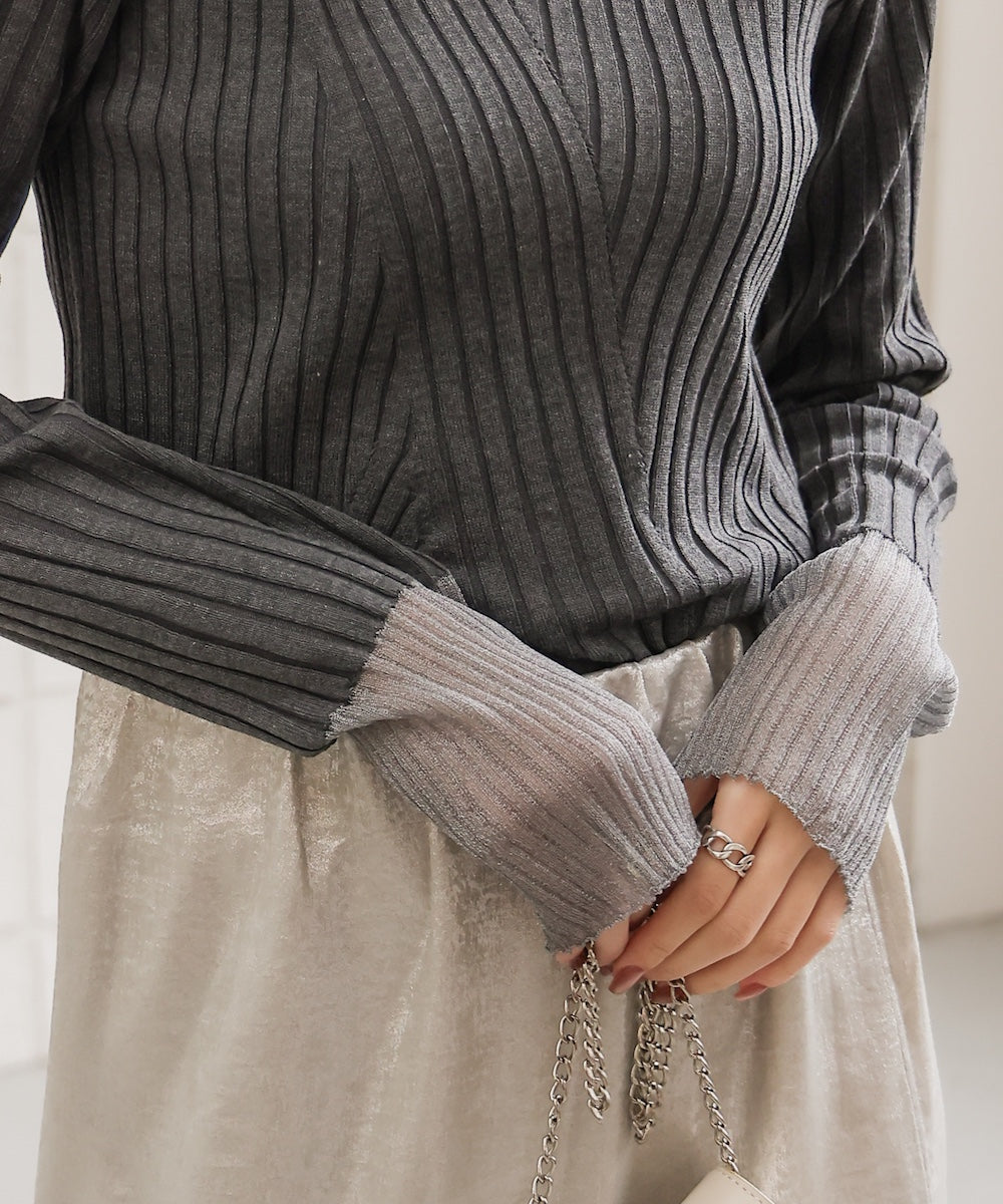 sheer rib knit tops