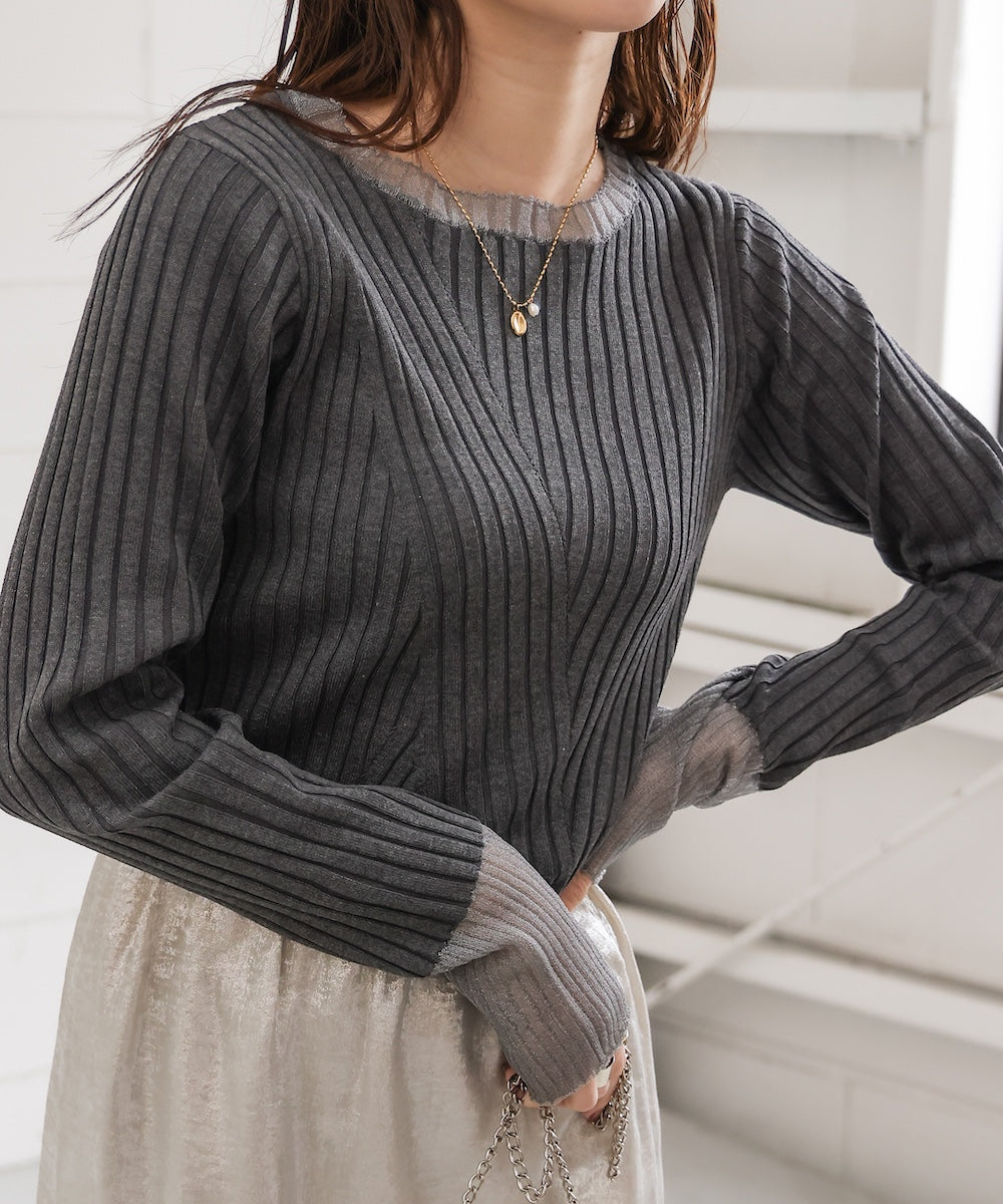 sheer rib knit tops