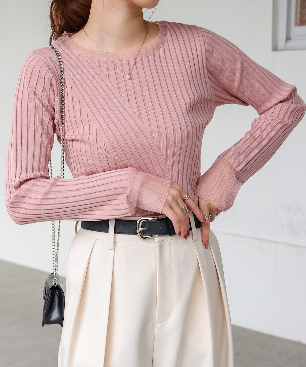 sheer rib knit tops