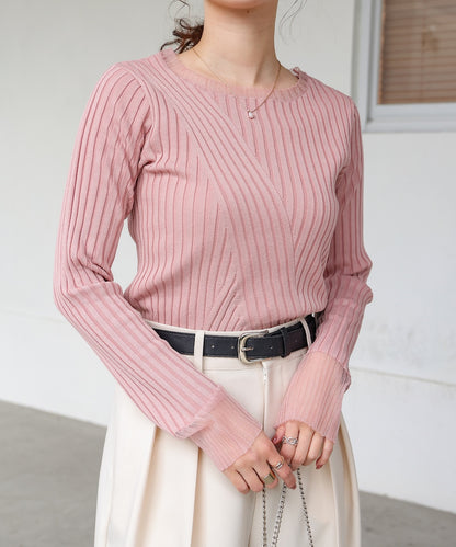 sheer rib knit tops