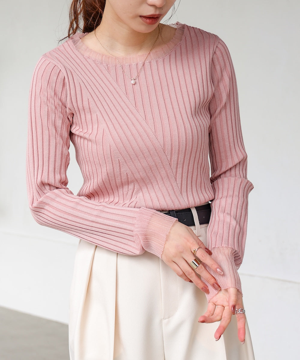 sheer rib knit tops