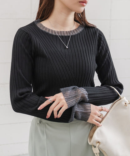 sheer rib knit tops