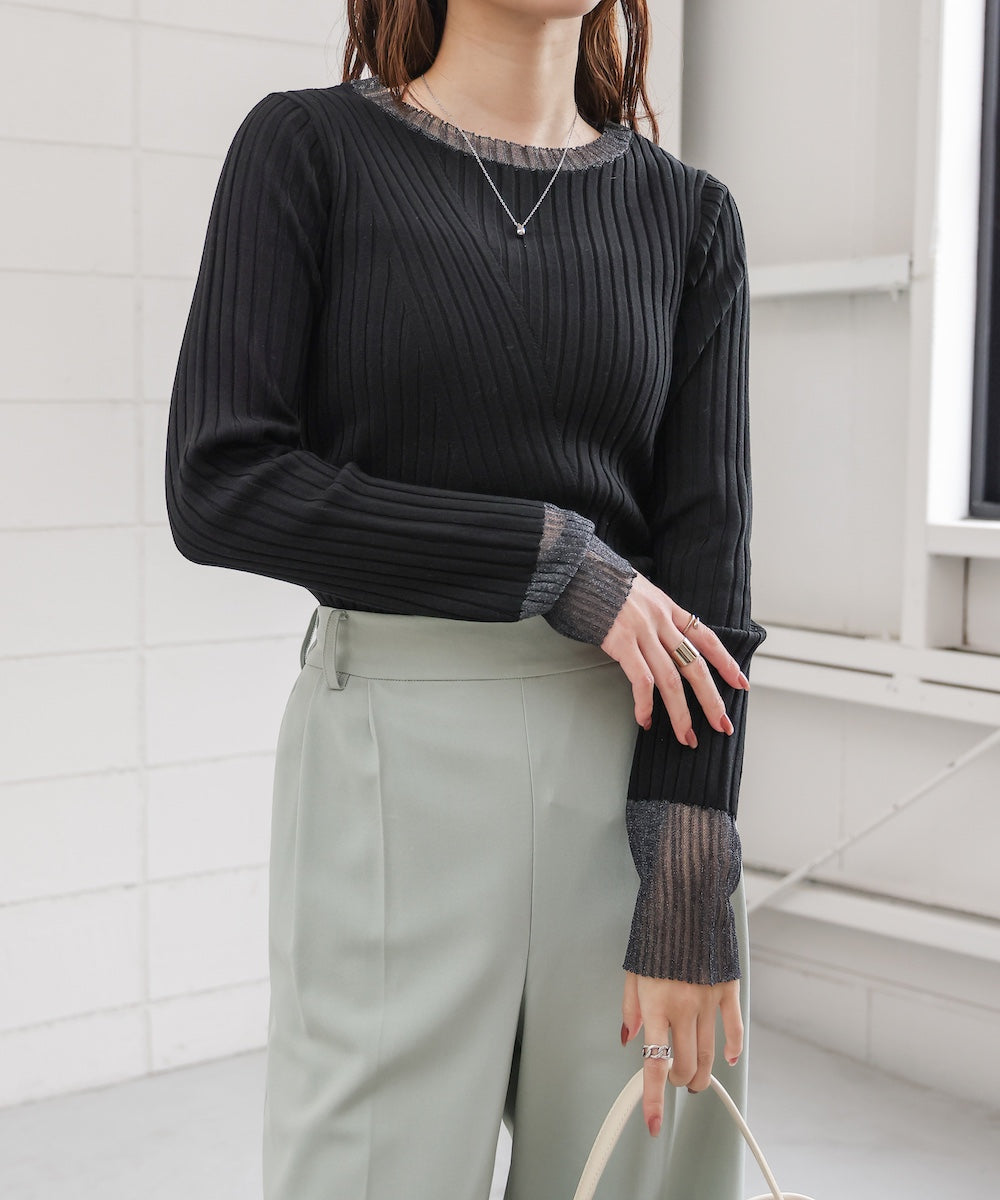 sheer rib knit tops