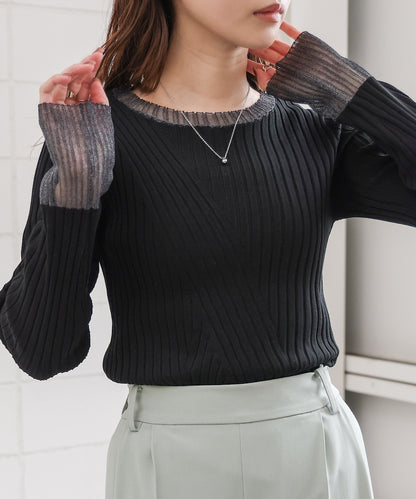 sheer rib knit tops