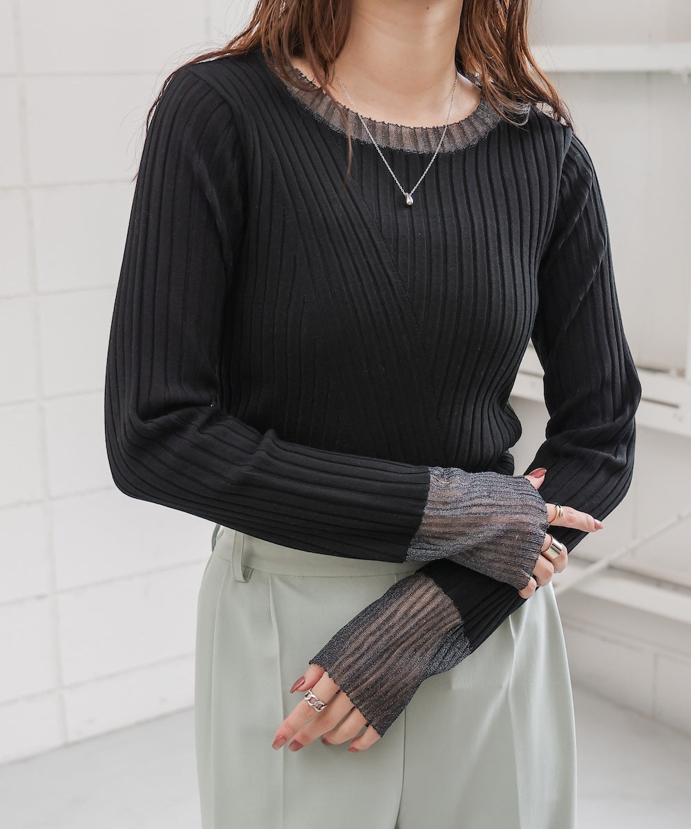 sheer rib knit tops