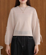 袖リボンシアーニット