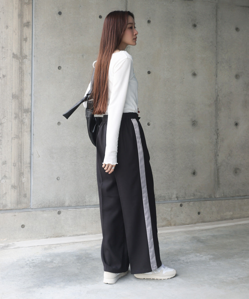【S・Mサイズ展開】２ＷＡＹセンタープレスサイドラインパンツ
