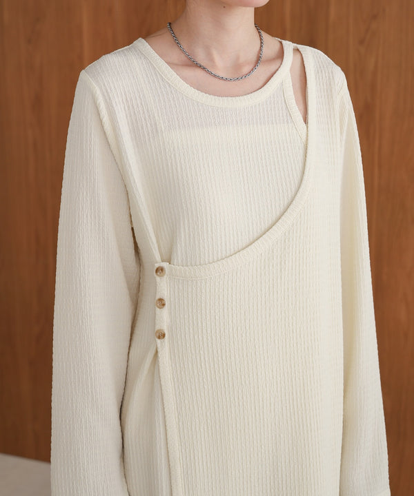 【低身長さん向けサイズあり】レイヤードデザインカットワンピース