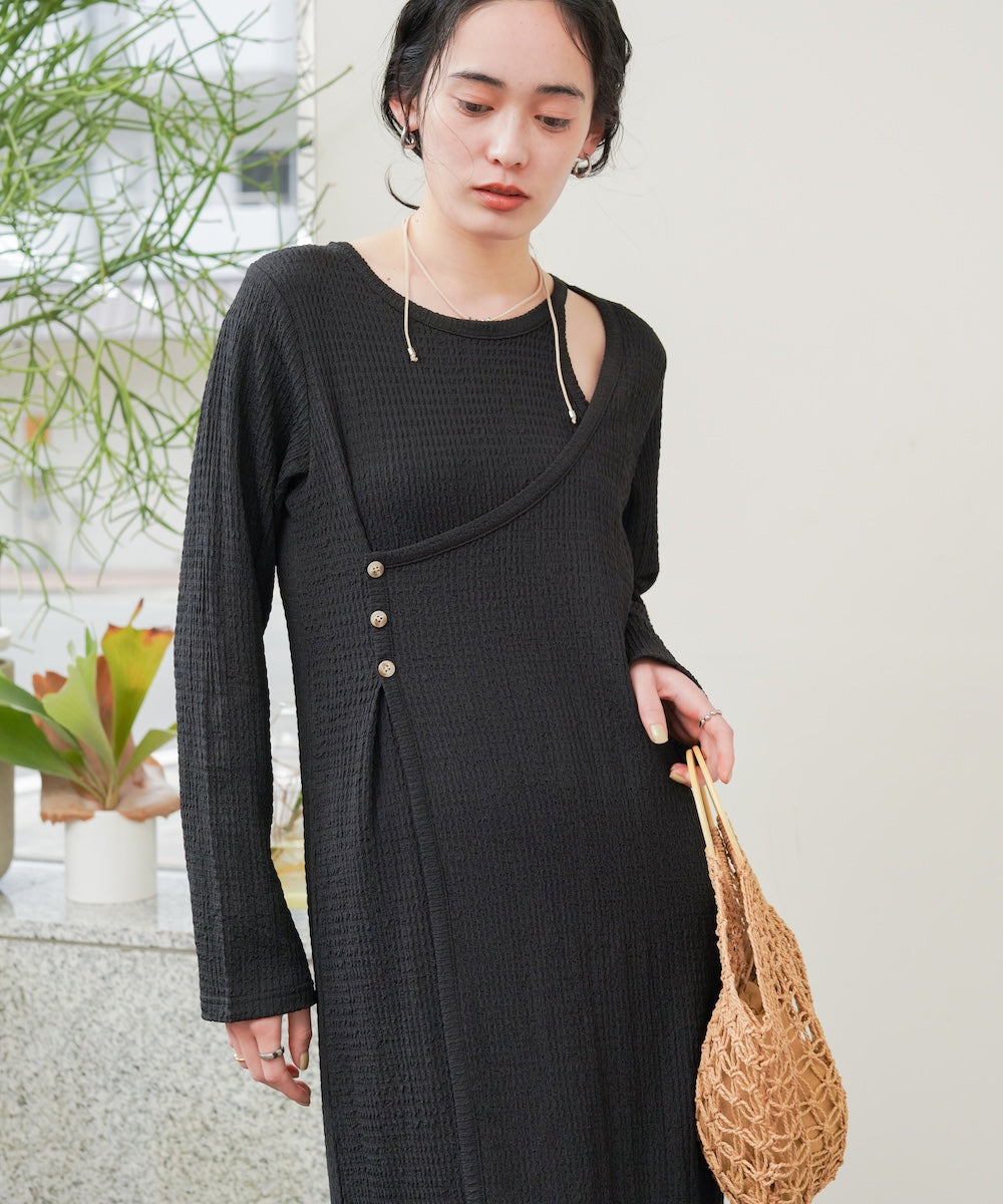 【低身長さん向けサイズあり】レイヤードデザインカットワンピース