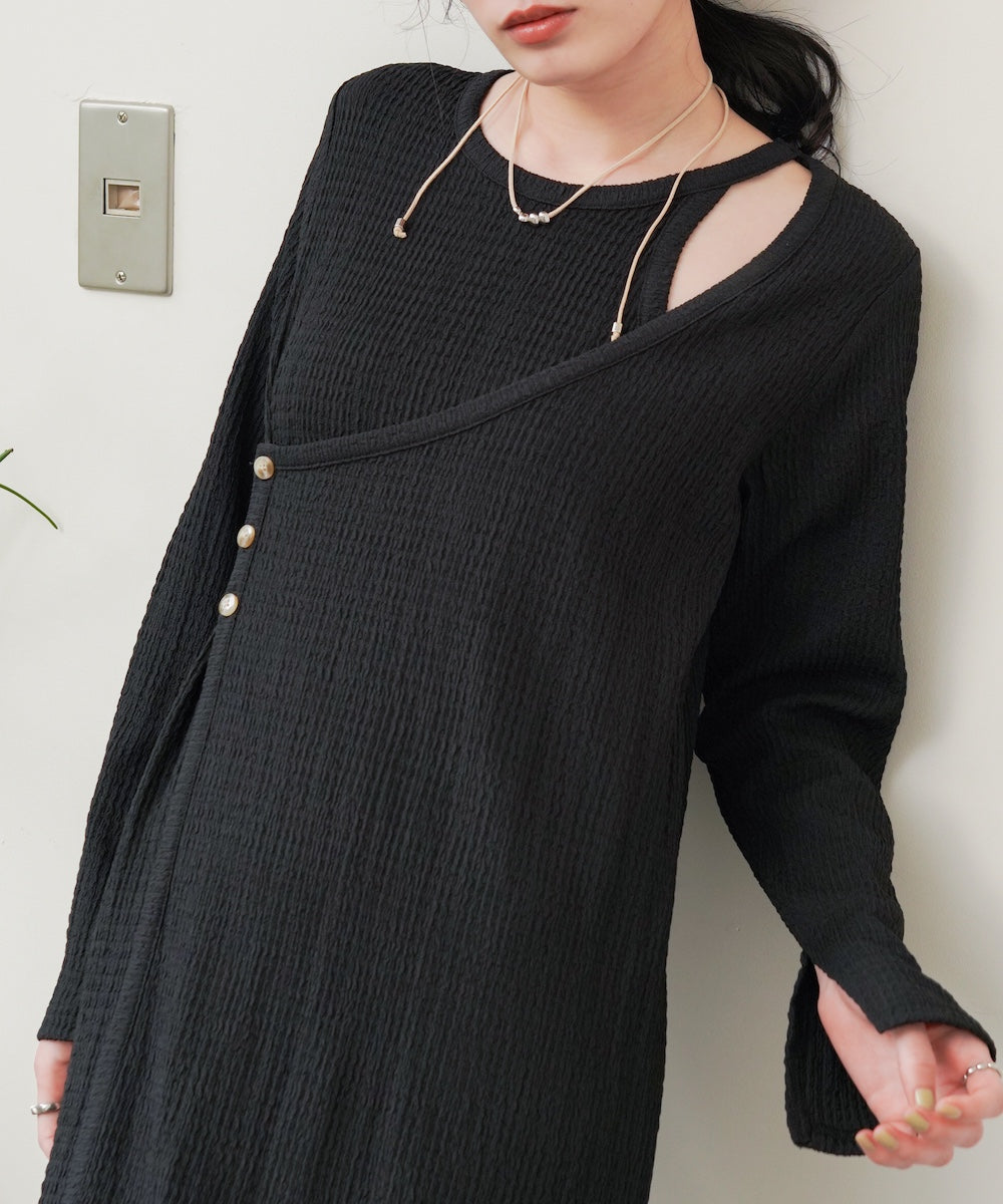 【低身長さん向けサイズあり】レイヤードデザインカットワンピース