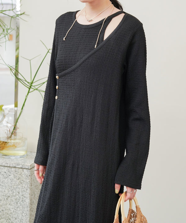 【低身長さん向けサイズあり】レイヤードデザインカットワンピース