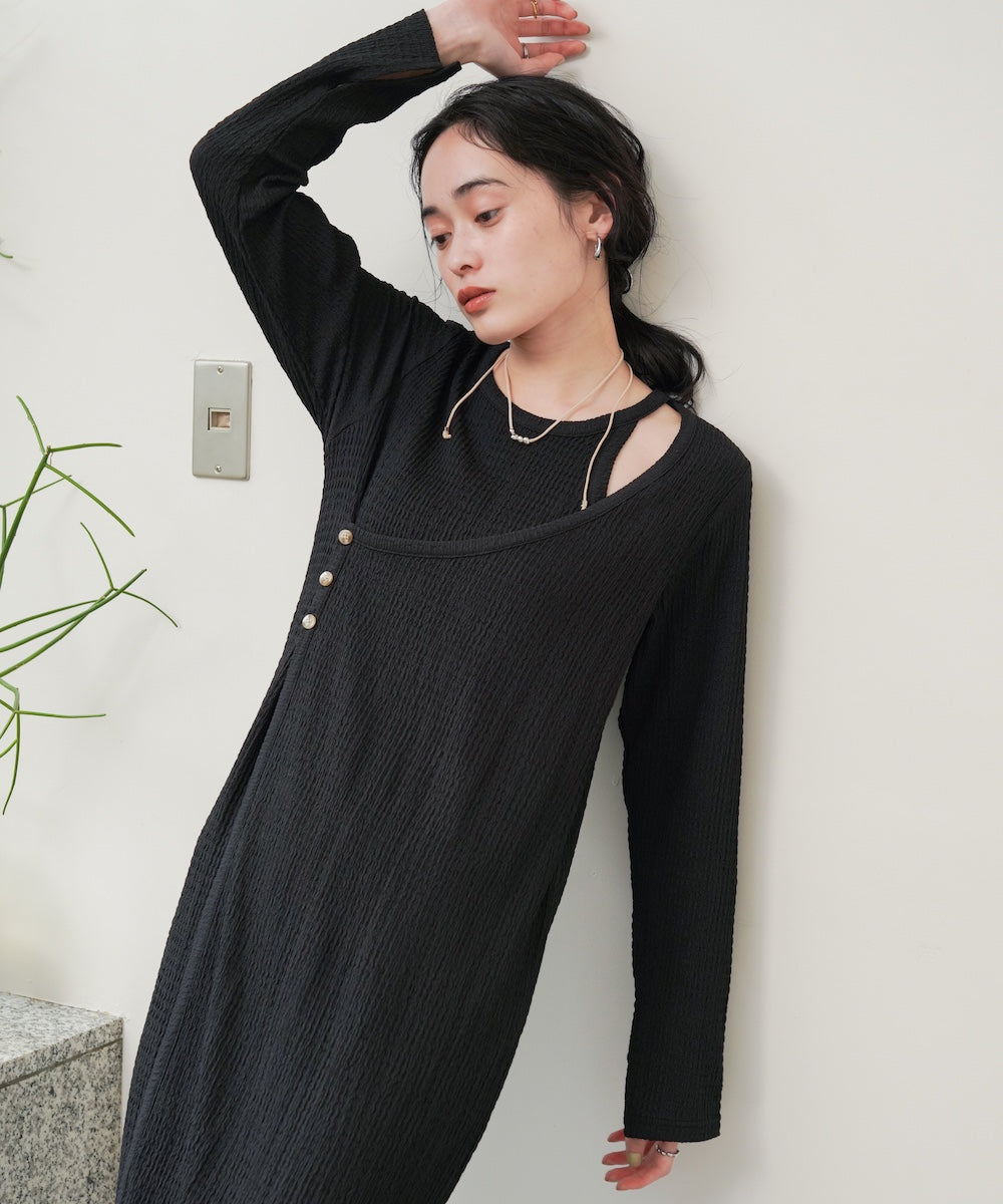 【低身長さん向けサイズあり】レイヤードデザインカットワンピース