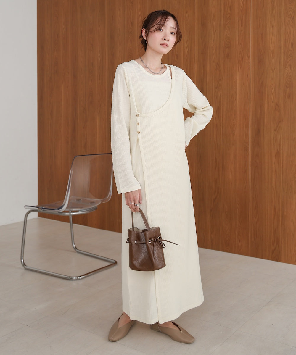 【低身長さん向けサイズあり】レイヤードデザインカットワンピース