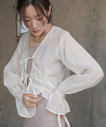 ギャザーキャンディースリーブブラウス