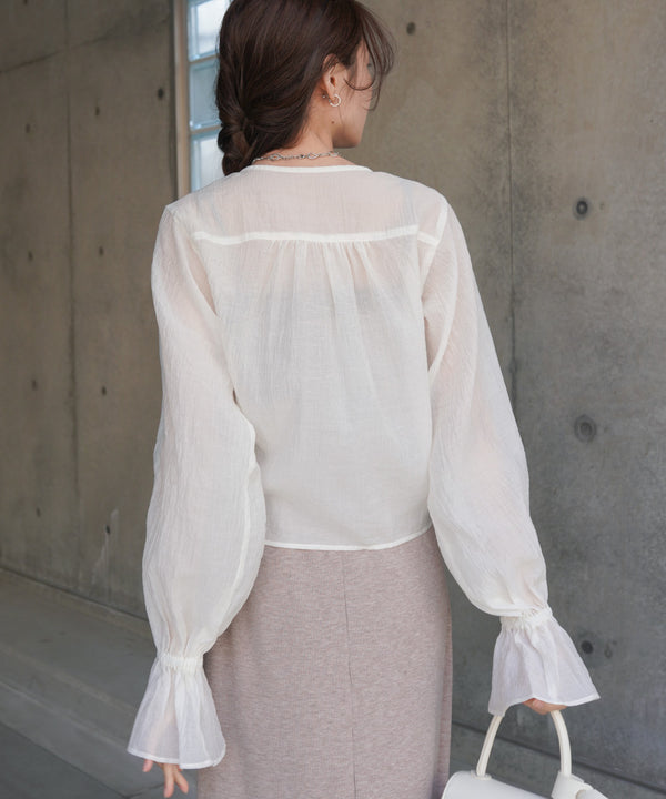 ギャザーキャンディースリーブブラウス