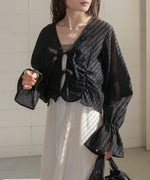 ギャザーキャンディースリーブブラウス