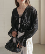 ギャザーキャンディースリーブブラウス