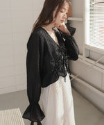 ギャザーキャンディースリーブブラウス