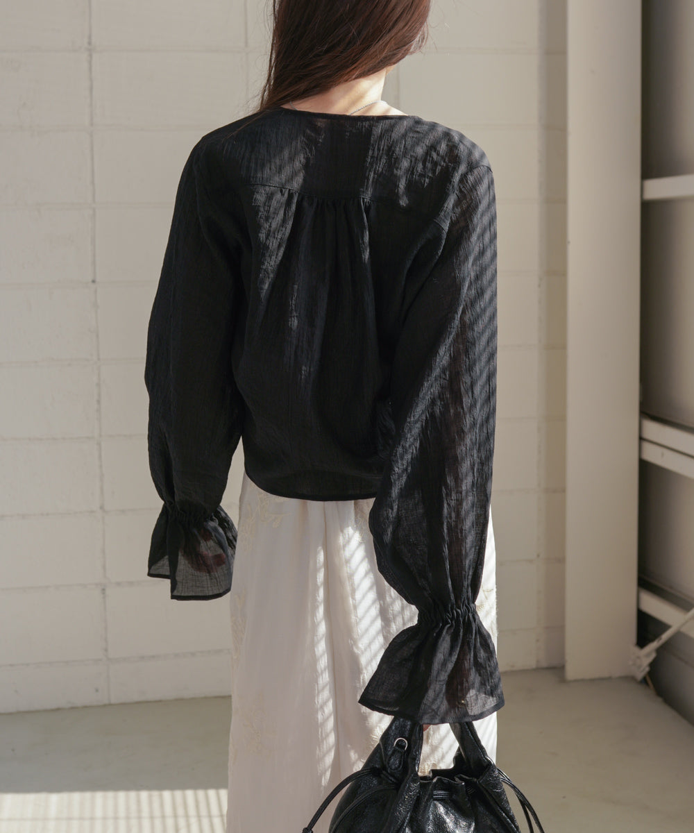 ギャザーキャンディースリーブブラウス