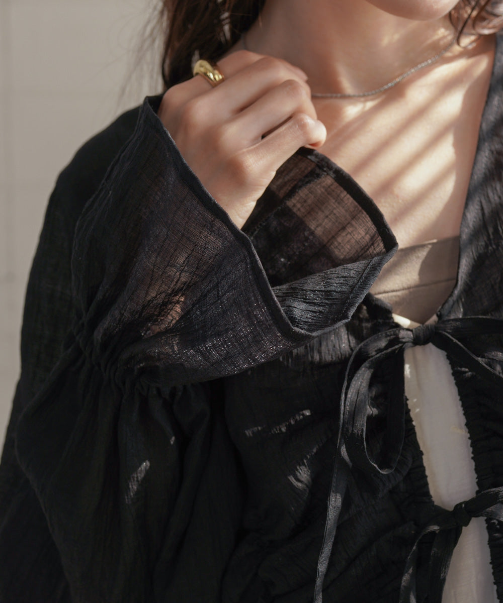 ギャザーキャンディースリーブブラウス