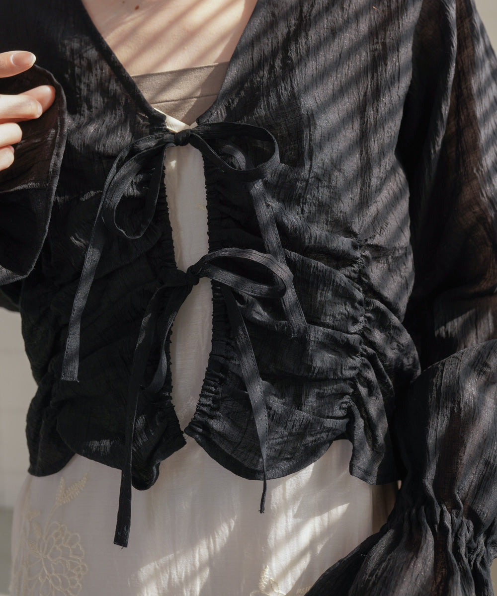 ギャザーキャンディースリーブブラウス