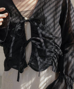 ギャザーキャンディースリーブブラウス