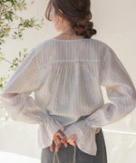 ギャザーキャンディースリーブブラウス
