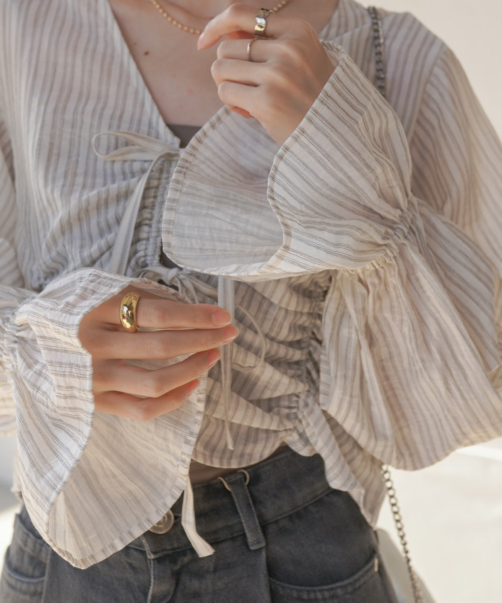 ギャザーキャンディースリーブブラウス