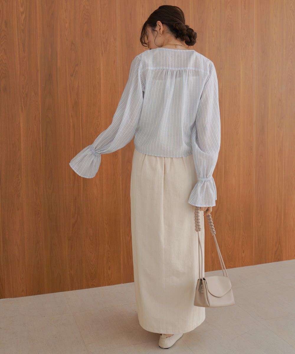 ギャザーキャンディースリーブブラウス