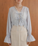 ギャザーキャンディースリーブブラウス