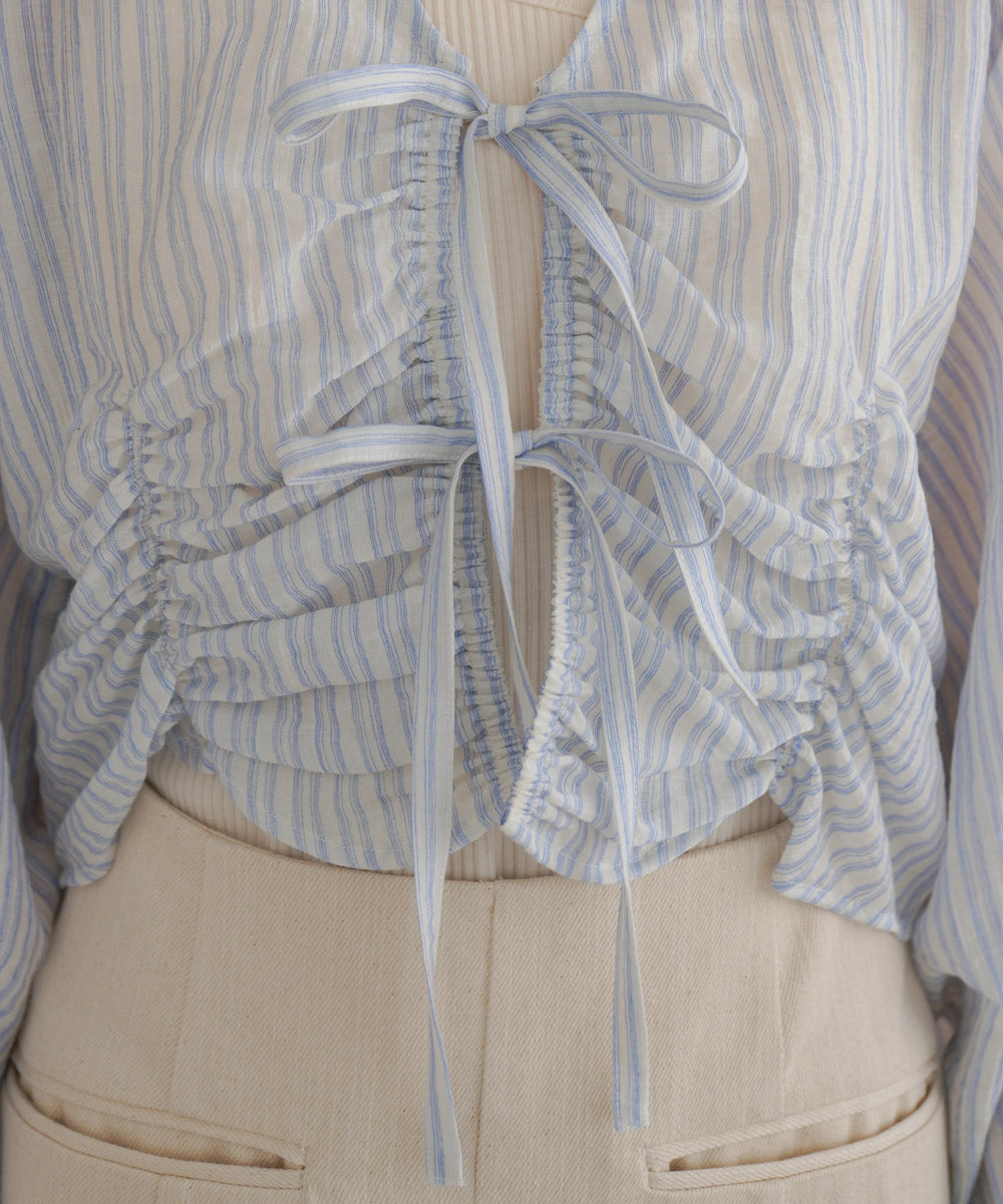 ギャザーキャンディースリーブブラウス