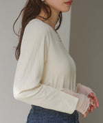 袖スリットチュールカットトップス