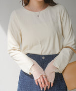 袖スリットチュールカットトップス