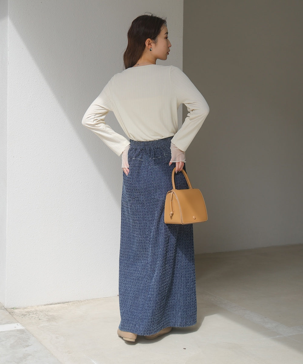 袖スリットチュールカットトップス