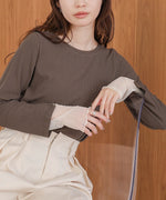 袖スリットチュールカットトップス